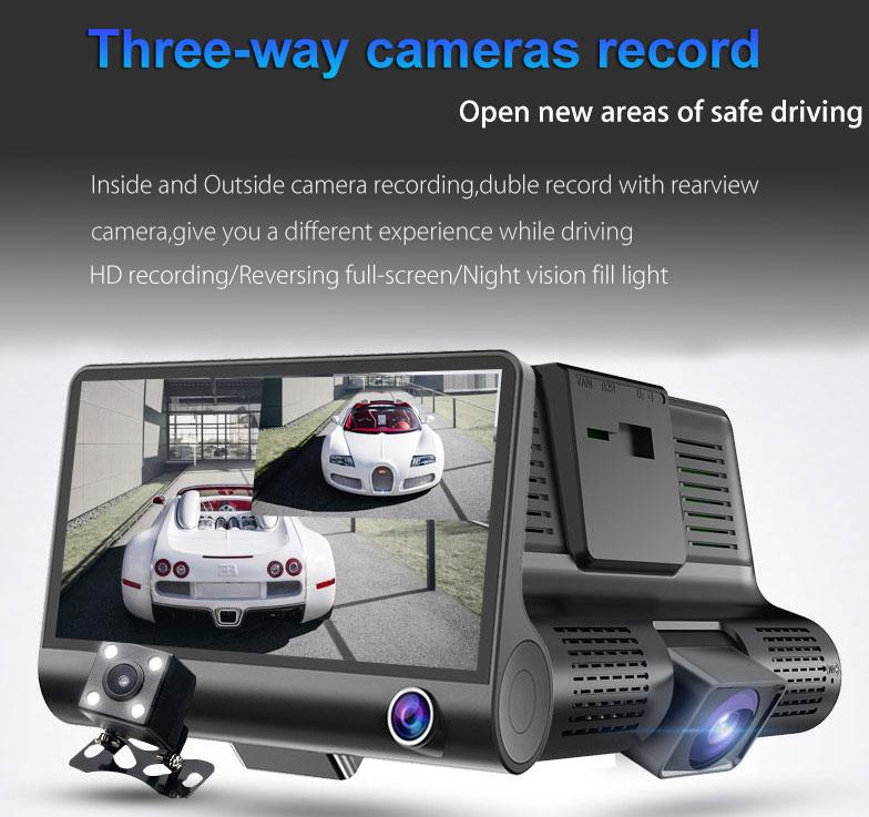 Caméra Voiture DVR 3 Caméra Objectifs Caméscope 4.0 Pouces HD1080 P - MallShop.ma