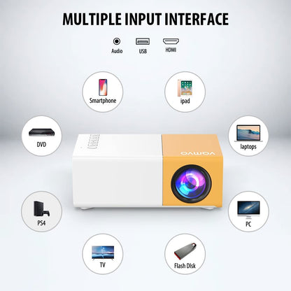 Mini projecteur LED 1080P portable avec télécommande dimashop