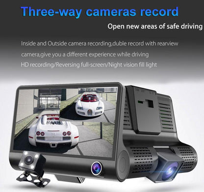 Caméra Voiture DVR 3 Caméra Objectifs Caméscope 4.0 Pouces HD1080 P - MallShop.ma